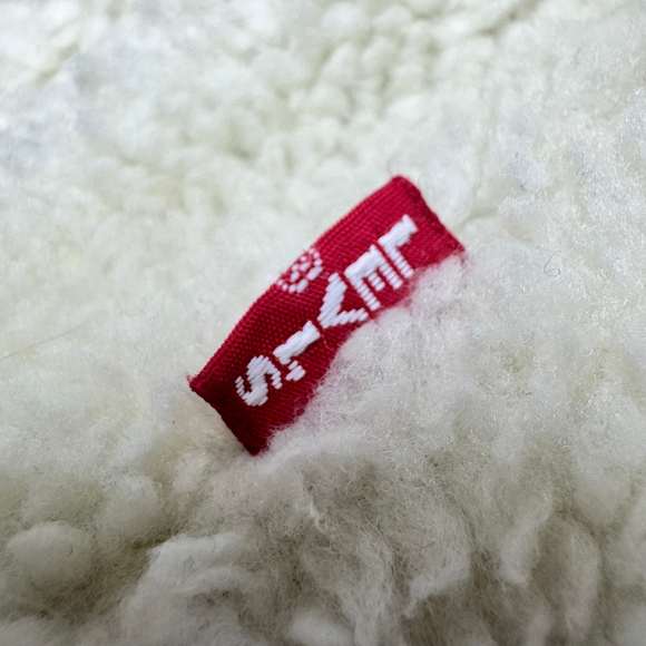 NWT Levi's Premium Sherpa Denim Trucker Jacket M Blue White - Picture 4 of 12